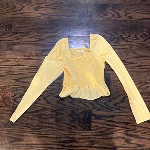 long sleeve yellow cropped top